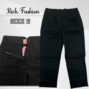 Rich Fashion Pants women size 6 Black NWT